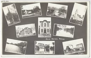 1908 Blue Rapids, Kansas - FOTO REAL Puente de ferrocarril, juzgado, otros edificios. - Imagen 1 de 2