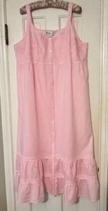 Vintage rosa Nachthemd aus Baumwolle mit Pin-Tucking und Stickerei Größe extra groß - Bild 1 von 7