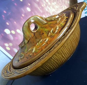 VTG California USA Oval Orange Drip Glazed Casserole Serving Dish 2936 & Lid EUC - Picture 1 of 7