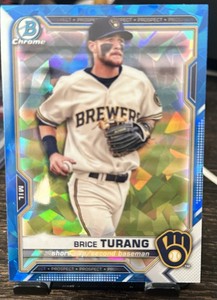 2021 Bowman Chrome Sapphire Edition Brice Turang Blue Cracked Ice Refractor #BCP