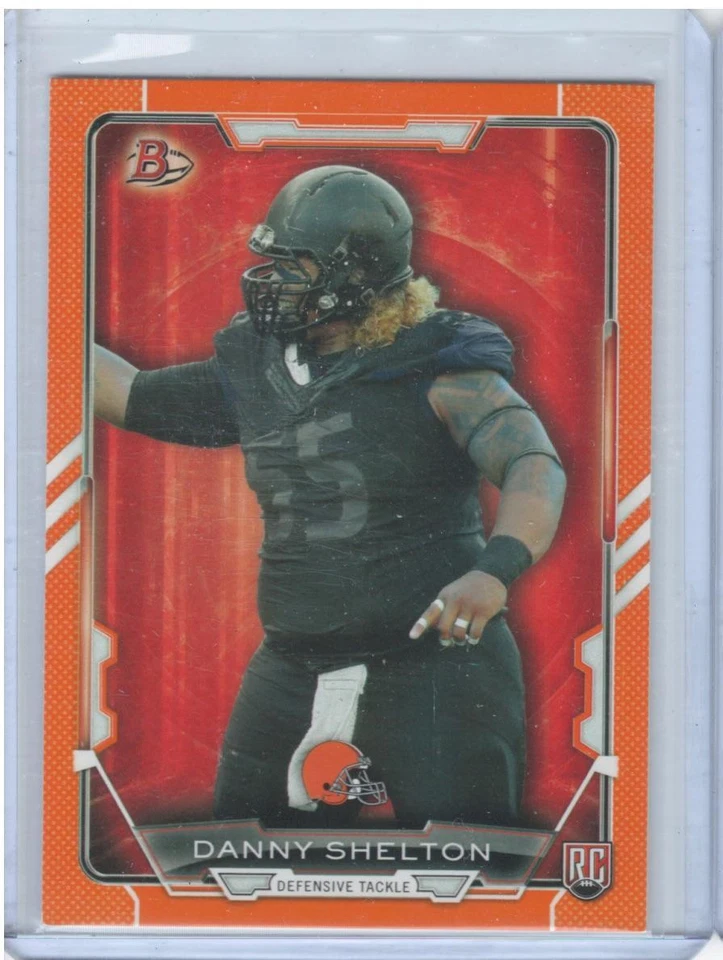 Danny Shelton 2015 Bowman #12 Rookies Orange SN,RC Cleveland Browns #/299 - Image 1 of 1