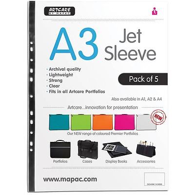 Mapac Jet Sleeve Pack A3 5 Pack For Portfolio Cases Folders Display Book Storage • 3.87€