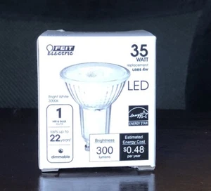 Feit Electric Enhance Bright White 3000k 4W (35W Replacement) LED #GU10 MR16 NEW - Picture 1 of 2