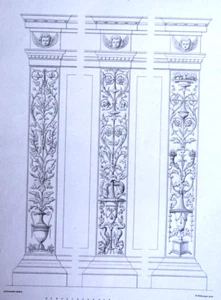 1871 Original Vista Architett.Dettagli Ringhiera Chiesa S.M.dei MIracoli.VENEZIA - Bild 1 von 2