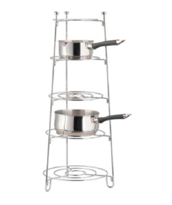 5 Tier Pan Stand Pot Saucepan Chrome Rack Holder Kitchen Storage Organizer Tidy - Picture 1 of 1