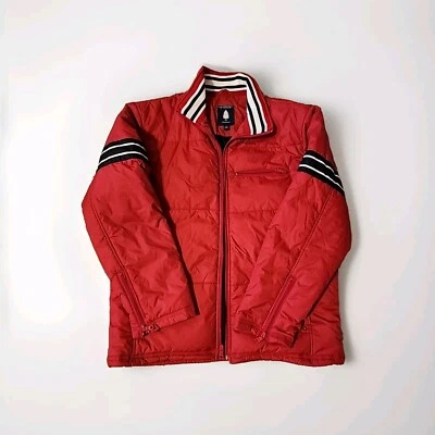 Chaqueta Roundtree & Yorke Exterior Retro Roja Puff Para Hombre Talla Mediana Rayas Negras Foto 1 de 4
