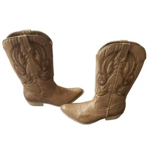 Coconuts by Matisse Womens Tan Embroidery Pointed Toe Cowboy Boots Size 6.5M - Picture 1 of 7