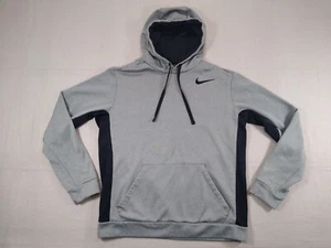 Nike Therma-fit Hoodie Men's M Gray Black Fleece Pullover Sweatshirt Polyester  - Picture 1 of 11