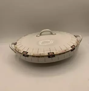 Nippon China Black Box rosa Rosen oval Auflaufform bedeckt Gemüseschale - Bild 1 von 13
