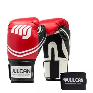 12oz Boxing Gloves & Hand Wraps Red Sparring Heavy Bag Workout VULCAN FREE Gift - Picture 1 of 10