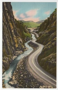 Cartolina Big Thompson Canon Road Estes Park Rocky Mountain NP CO lino PM 1960 - Foto 1 di 12