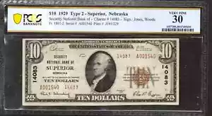 1929 $10 SECURITY NATIONAL BANKNOTE CURRENCY SUPERIOR NEBRASKA PCGS 30 VF (540) - Picture 1 of 2