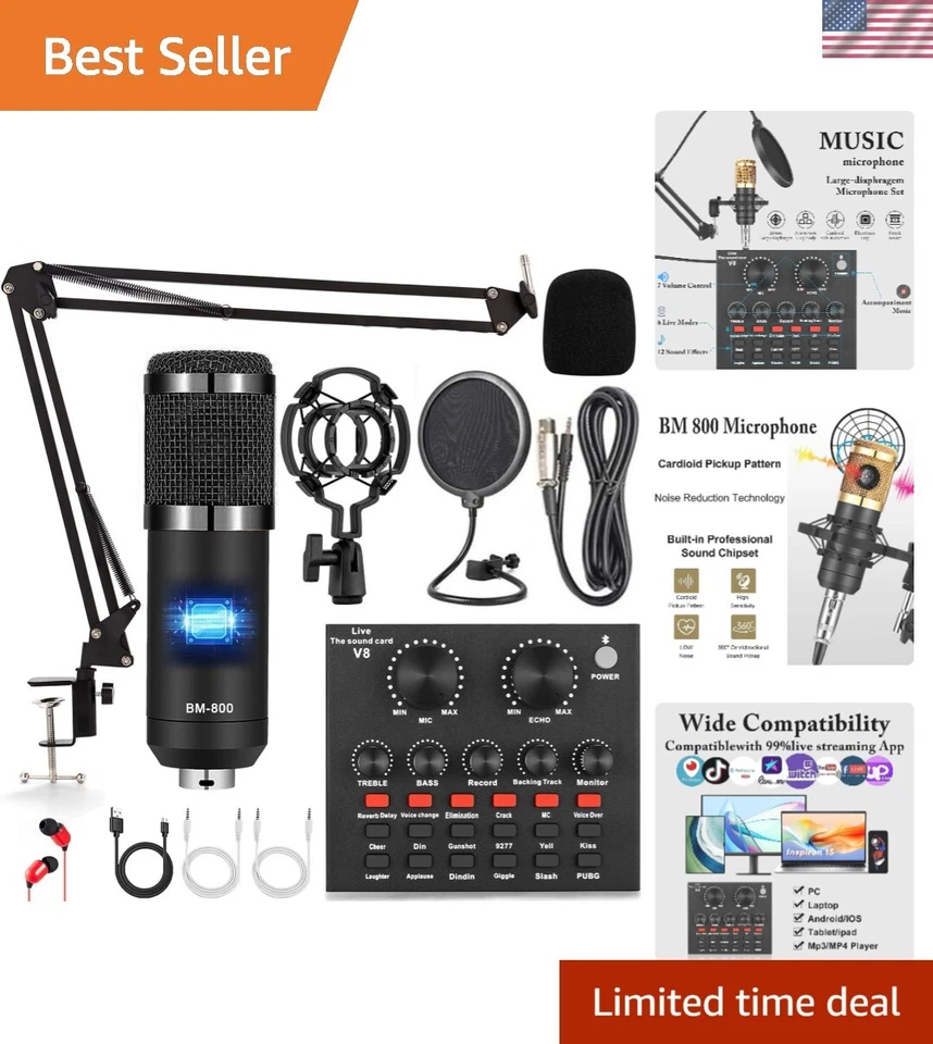 Condenser Microphone Bundle Alpowl BM 800 Mic Kit With Live Sound Card
