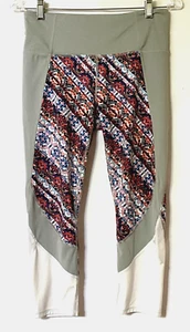 Athleta Leggings Womens Size Medium Multicolor Floral Mesh Block Print Capris - Picture 1 of 20