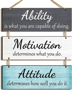 Office Wall Decor Inspirational Rustic Motivational Plaques with Sayings Wooden - Picture 1 of 12