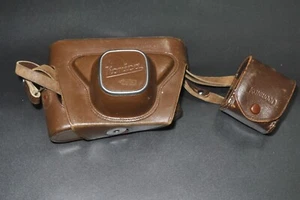 Vintage Konica Camera Case & Lens Case Brown Leather Konishiroku - Picture 1 of 11