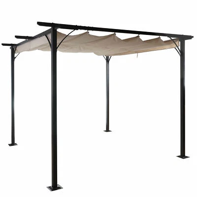 Pergola MCW-C42, Garten Pavillon, 6cm-Gestell + Schiebedach 3,5x3,5m creme - Bild 1 von 4