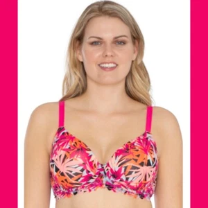 No Boundaries Junior’s T-Shirt Bra Size 34D Floral Summer Sexy Pink Wing Lace - Picture 1 of 4