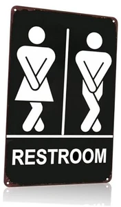 Funny Bathroom Gifts Men and Women Restroom Tin Sign for Bathroom Men&Women - Picture 1 of 8