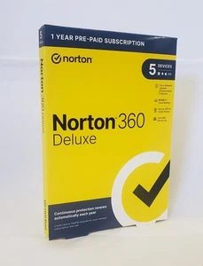Venta al por menor Norton 360 Deluxe Band nueva tarjeta clave 5 dispositivos renovación automática solo EE. UU. - Imagen 1 de 2