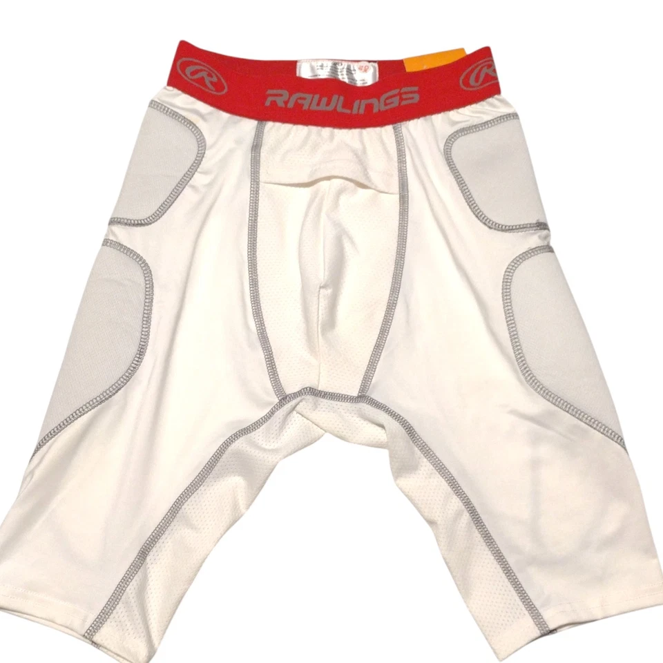 Rawlings Men’s Compression Sliding Shorts White Red Size Small S Padded - Image 1 of 4
