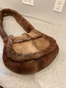 Vintage Lammfell Shearling braun Hippie Boho Handtasche Schultertasche - Bild 1 von 12