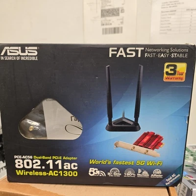 ASUS PCE-AC56 Dual-band PCI-E Adapter 802.11 ac Wireless-AC1300 - Used - - Image 1 of 4