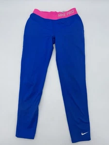 Nike Pro Leggings Womens Medium Blue Pink Compression Training - Picture 1 of 13