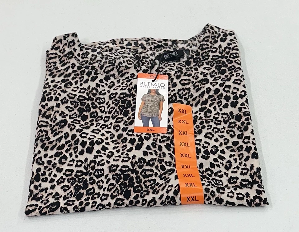 Buffalo David Bitton Women's Woven Patch Pocket Blouse Soft Leo Size XXL