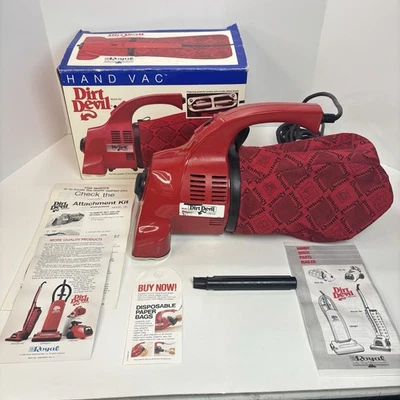 Royal Dirt Devil 103 Hand Vac Red w/ Box, Manuals, Belt Tool Tested USA Made GD - Image 1 of 4