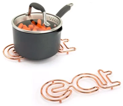 Set of Two Triverts Copper Color Metal Eat Trivet from Spectrum NWT's - Image 1 of 4