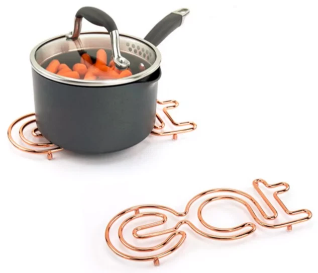 Set of Two Triverts Copper Color Metal Eat Trivet from Spectrum NWT's - Image 1 of 4