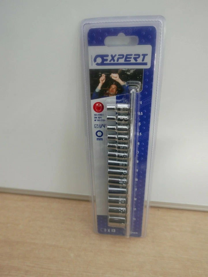 BRITOOL EXPERT BY FACOM 13PCE 1/4" DRIVE SOCKETS SET + RAIL E194675 - Image 1 of 1