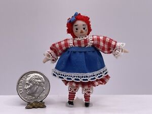 Vintage Artisan ETHEL HICKS Little Raggedy Ann Doll Toy Dollhouse Miniature 1:12