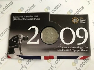 2009 COUNTDOWN TO LONDON 2012 FIVE 5 POUND COIN BU BUNC PACK - Picture 1 of 3