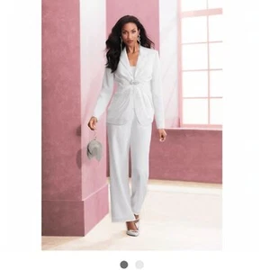 Midnight Velvet Off White 2-teiliger Hosenanzug Damen 20W Neu ohne Etikett - Bild 1 von 15