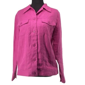 Relativity Barbie pink linen jacket light weight vacation coastal sz sm - Picture 1 of 10