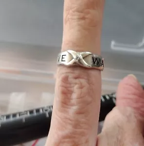 925 Sterling Silver Diamond Accent 'Love Waits' Purity Ring | Size 6 - Picture 1 of 10