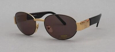 Óculos de sol Fendi SL 7063 COL 201 dourado e preto vintage oval Itália NOS (Leia) - Imagem 1 de 4
