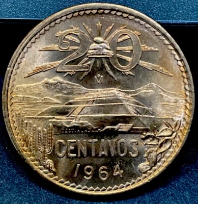 1964 年墨西哥 20 CENTAVOS - MS/UNC 红色 - 大硬币 — 第 1/2 张图片