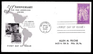 #895 3c Pan American Union FDC Artcraft cachet Apr 14, 1940 w/o logo - Picture 1 of 1