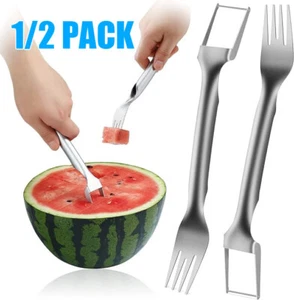 Watermelon Slicer Cutter 2-in-1 Fork Stainless Steel Fruit Cutting Artifact Tool - Picture 1 of 11