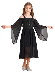 Kids Medieval Costume Cold Shoulder Steampunk Gothic Victorian Corset Dress - Picture 1 of 72