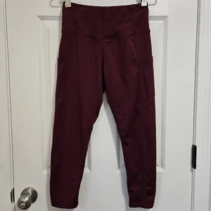 Athletic Cropped Leggings Maroon Women's Size XS - Picture 1 of 13