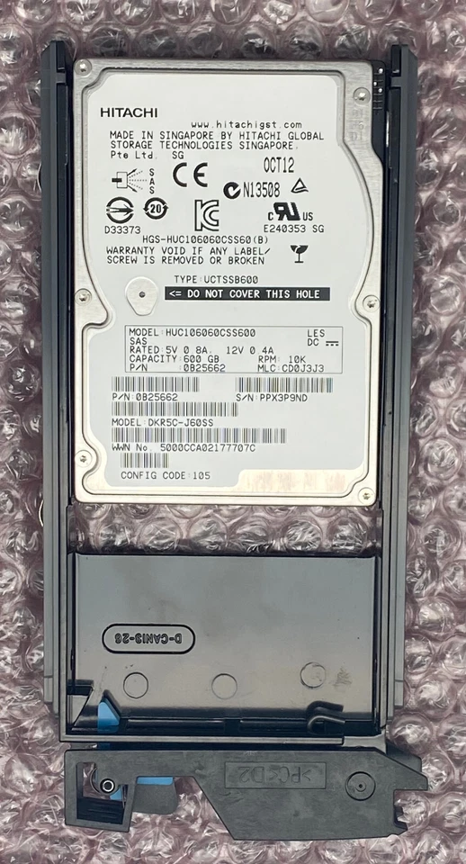 Hitachi 600GB 10k SAS HDD w/ caddy For Hitachi Servers 5541892-A - Image 1 of 1