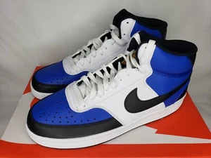 Nike Men's Court Vision Mid NN Basketball Sneakers Shoe Blue/Wht/Blk SZ 11.5 - Picture 1 of 8