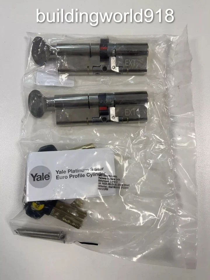yale platinum 3 star euro lock Thumb turn 50-45 Keyd pair pack 6 keys anti snap - Image 1 of 1