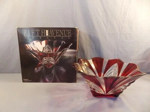 FIFTH AVENUE LEAD FREE CRYSTAL "AURORA" 11" BOWL WITH RUBY ACCENTS NEW in BOX - Picture 1 of 6