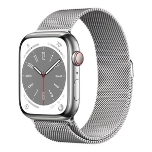 Apple Watch Series 8 45 mm Boîtier en acier inoxydable argenté avec milanais - Très bon état - Photo 1 sur 1