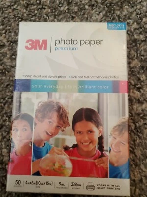 3M Premium Photo Paper 50 Sheets 4 X 6 High Gloss Instant Dry New & Sealed  - Image 1 of 3